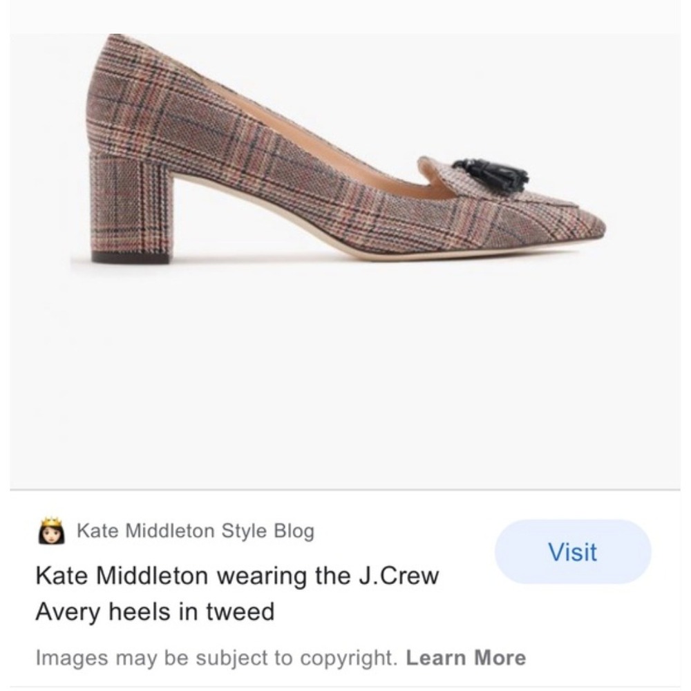 J.Crew Avery Women Italy Plaid Tweed Tassel Block Heel Pumps Kate Middleton 7.5 - Picture 3 of 13